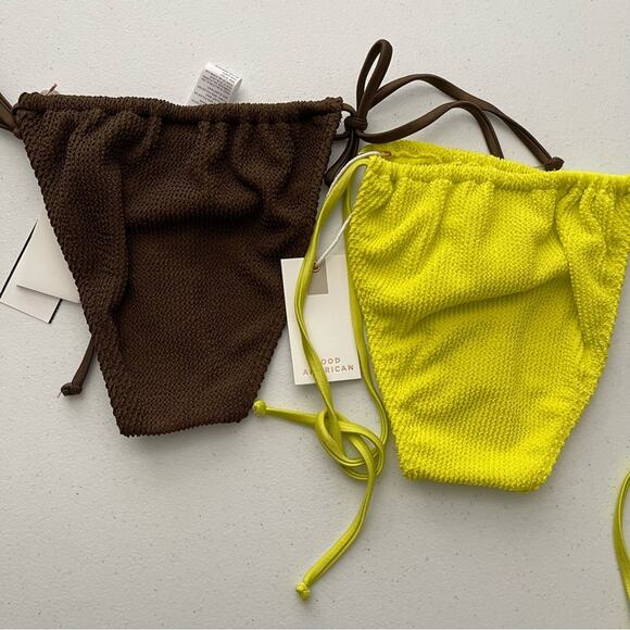 NWT Good American 3 Piece Bikini Set 2 Tiny Tie Bottoms & Triangle Top - Picture 4 of 7